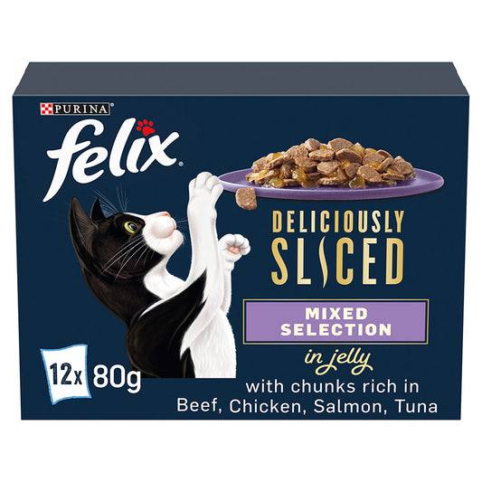 Felix Deliciously Sliced Mixed Selection in Jelly Wet Cat Food ( 12 Pack × 80g ) - 4 pack