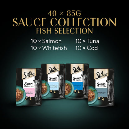 SHEBA Sauce Collection Adult Cat Food Fish Selection ( 40 Pck x 85g )