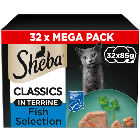 SHEBA Classics Adult Wet Cat Food Fish Selection in Terrine ( 32 Pck x 85g )