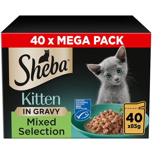 SHEBA Mixed Selection Kitten Wet Cat Food in Gravy ( 40 Pck x 85g )