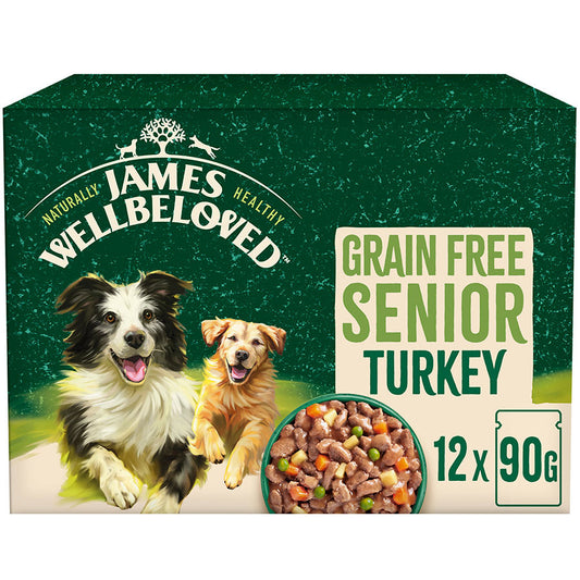 James Wellbeloved Grain Free Senior Wet Dog Food Turkey Gravy Pouch (12 x 90g)
