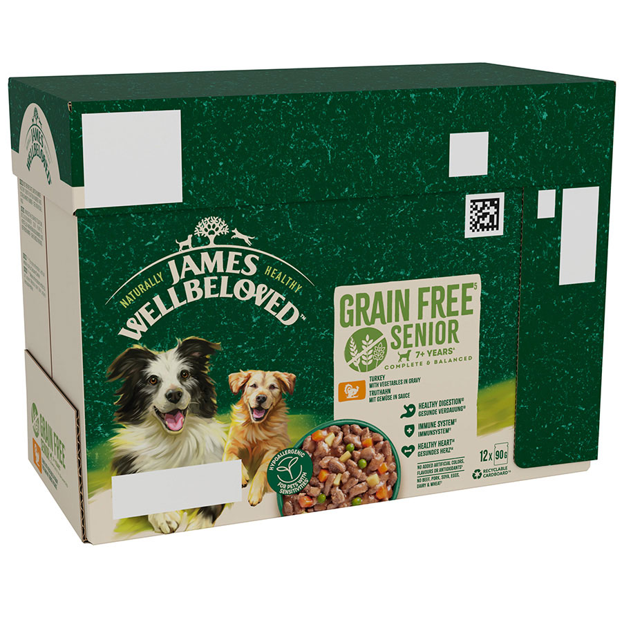 James Wellbeloved Grain Free Senior Wet Dog Food Turkey Gravy Pouch (12 x 90g)