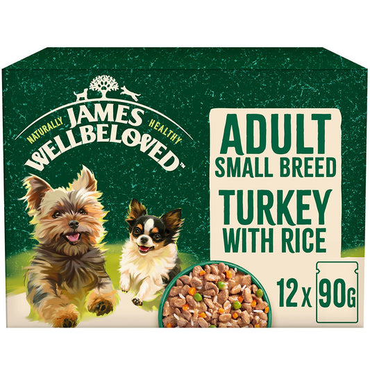 James Wellbeloved Adult Wet Dog Food Small Breed Turkey & Rice Pouch (12 x 90g)