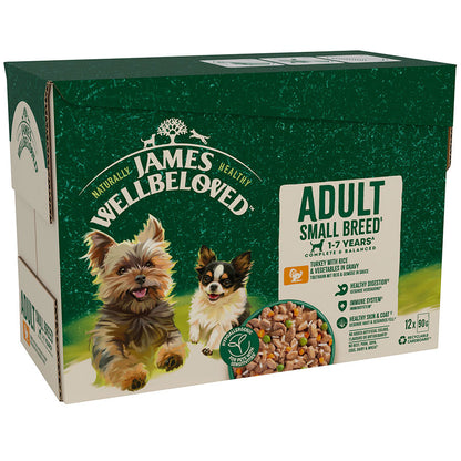 James Wellbeloved Adult Wet Dog Food Small Breed Turkey & Rice Pouch (12 x 90g)