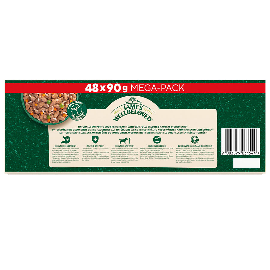 James Wellbeloved Puppy Wet Dog Food in Gravy Variety Pack Pouch (48 x 90g)