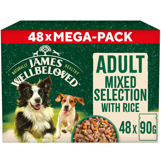 James Wellbeloved Adult Wet Dog Food Mixed Selection in Gravy Pouch (48 x 90g)