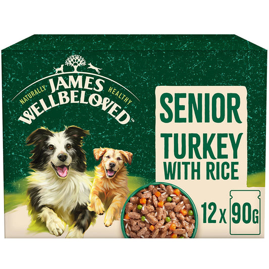 James Wellbeloved Senior Wet Dog Food Turkey and Rice in Gravy Pouch (12 x 90g)