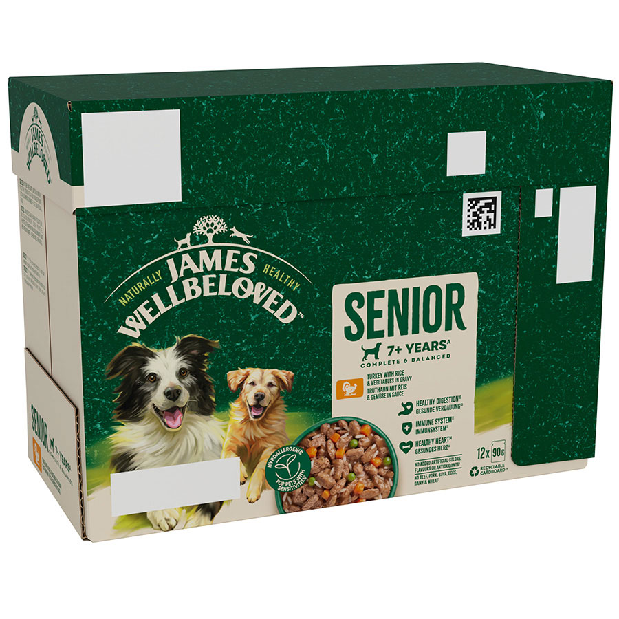 James Wellbeloved Senior Wet Dog Food Turkey and Rice in Gravy Pouch (12 x 90g)