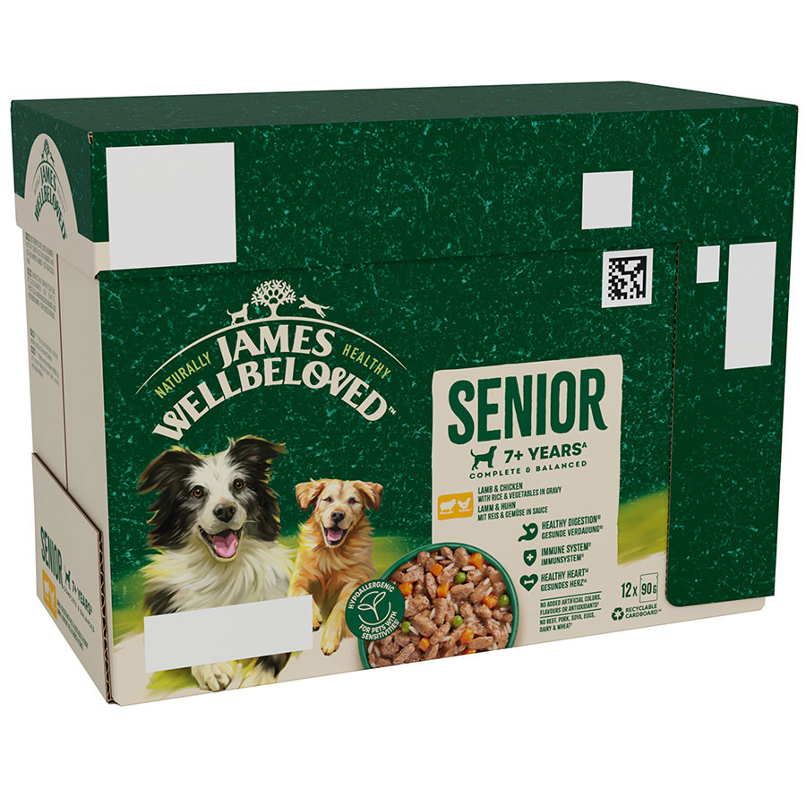 James Wellbeloved Senior Wet Dog Food Lamb & Chicken & Rice in Gravy (12 x 90g)