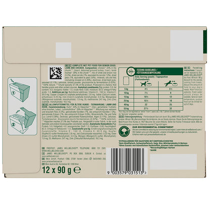 James Wellbeloved Senior Wet Dog Food Lamb & Chicken & Rice in Gravy (12 x 90g)