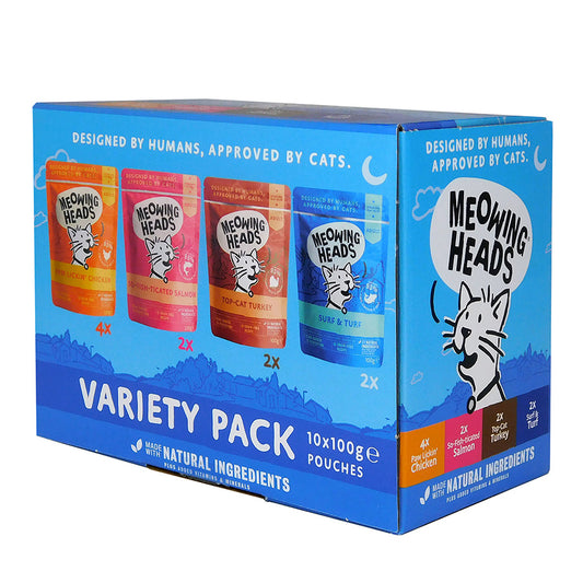 Meowing Heads Pouch Variety 10pk - 100g