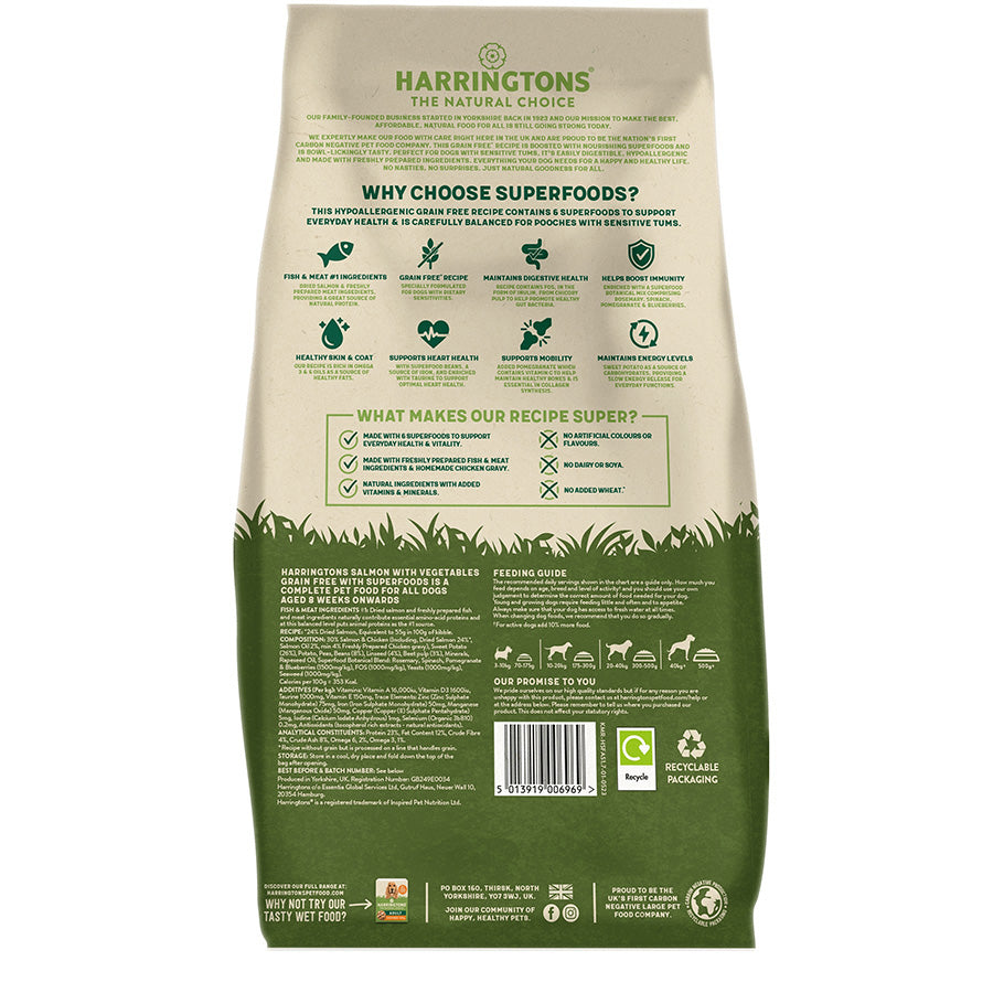 Harringtons Adult Dog Grain Free Superfoods Salmon with Vegetables - 1.7kg