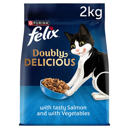 FELIX Doubly Delicious Salmon & Vegetables Dry Cat Food - 2kg