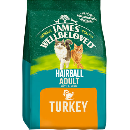 James Wellbeloved Hairball Adult Dry Cat Food Turkey - 1.5kg