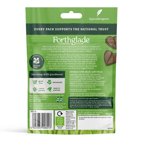 Forthglade National Trust Natural Dog Treats - Grain Free Soft Bites Chicken and Duck (8 x 90g)