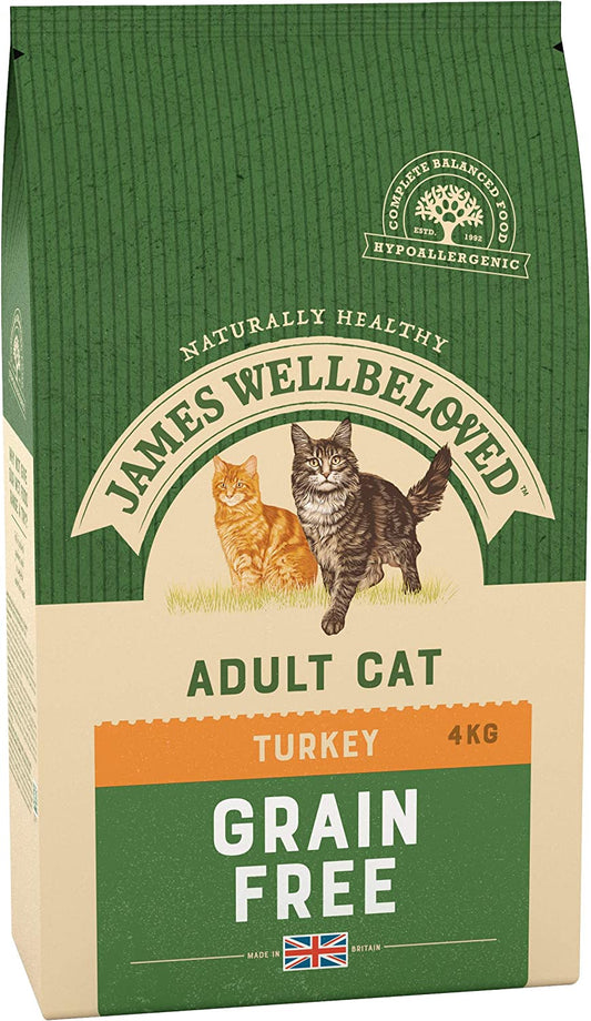 James Wellbeloved Grain Free Adult Cat Food Turkey 4 kg Bag, Hypoallergenic Dry Cat Food