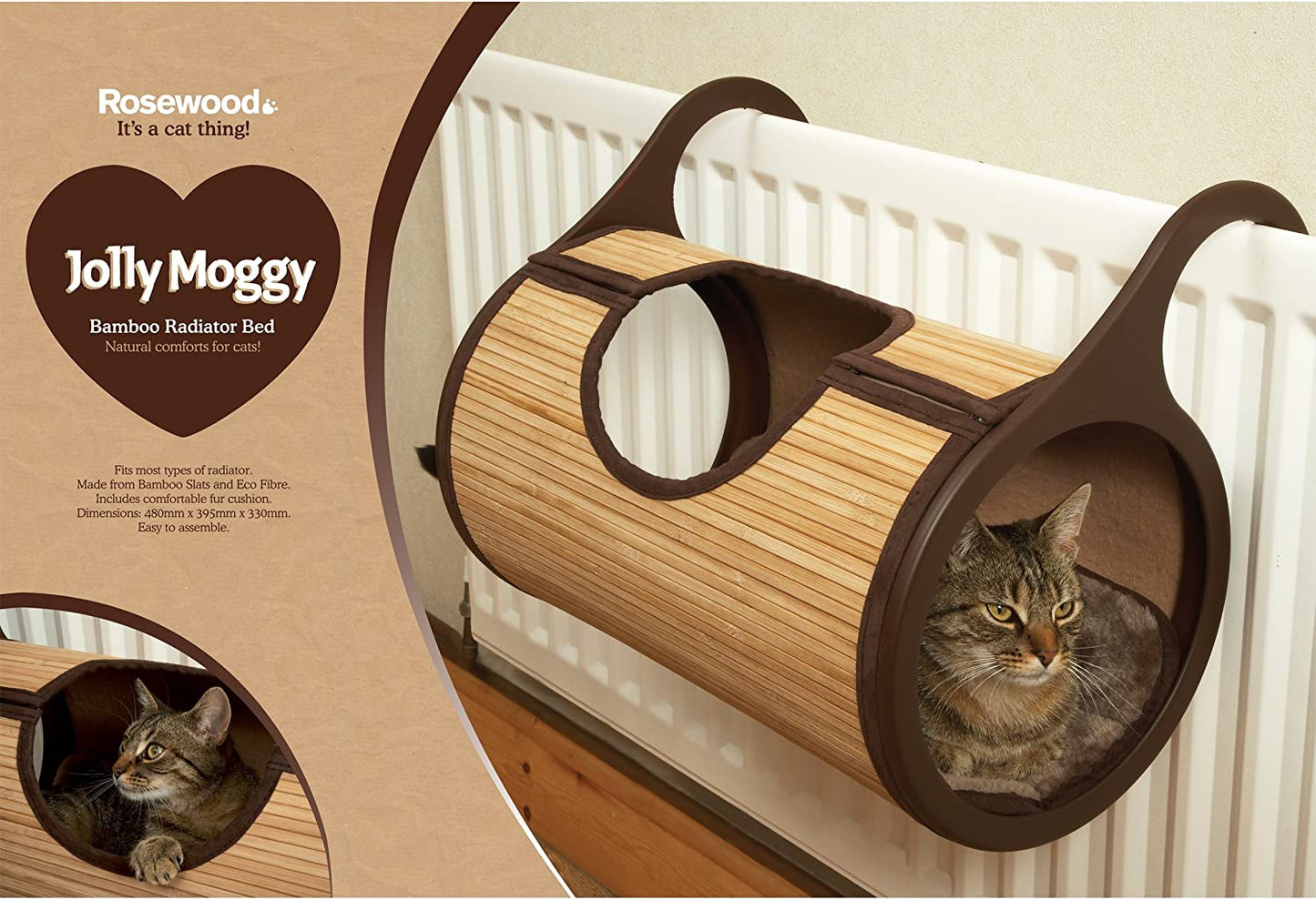 Rosewood Bamboo Cat Radiator Bed,Brown,