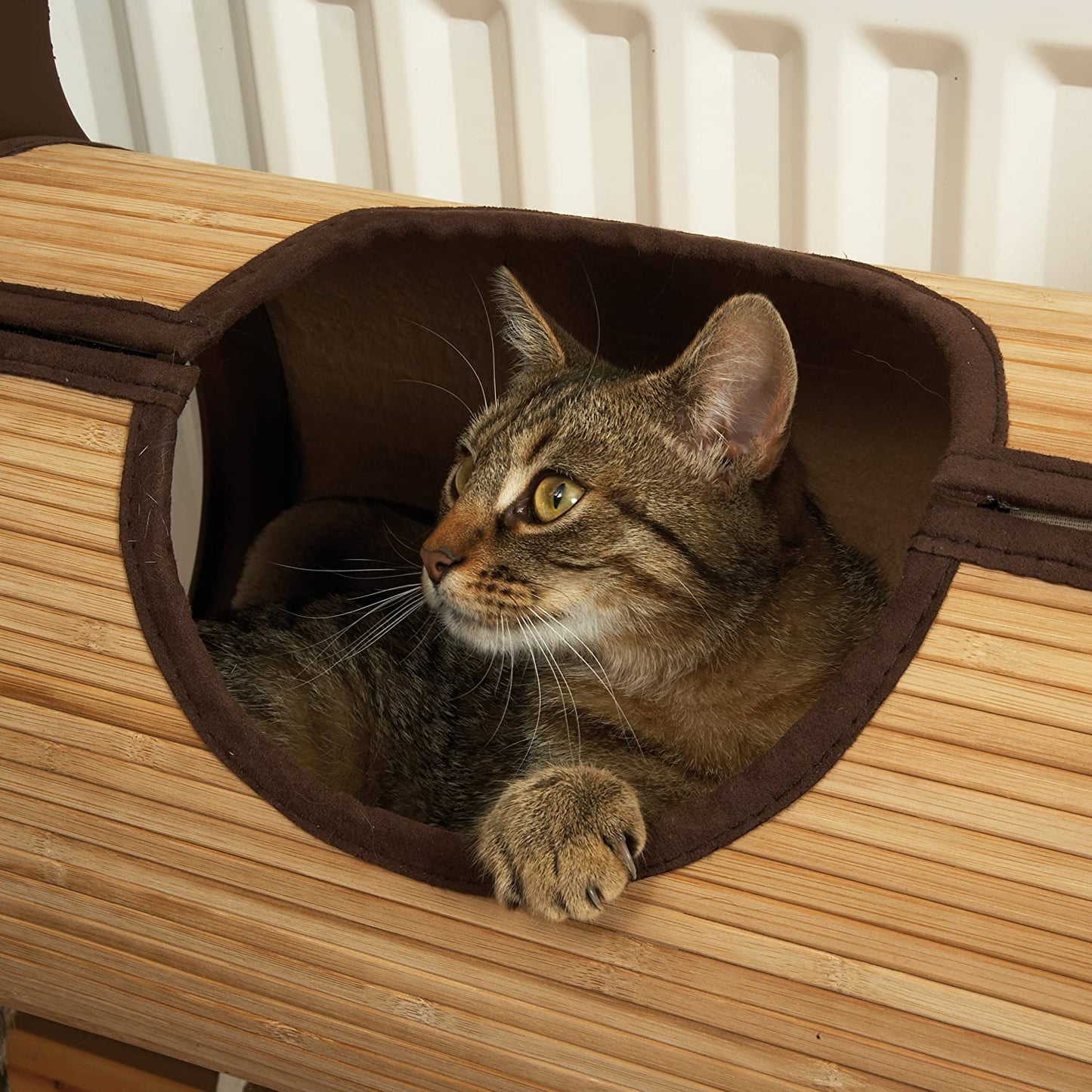 Rosewood Bamboo Cat Radiator Bed,Brown,