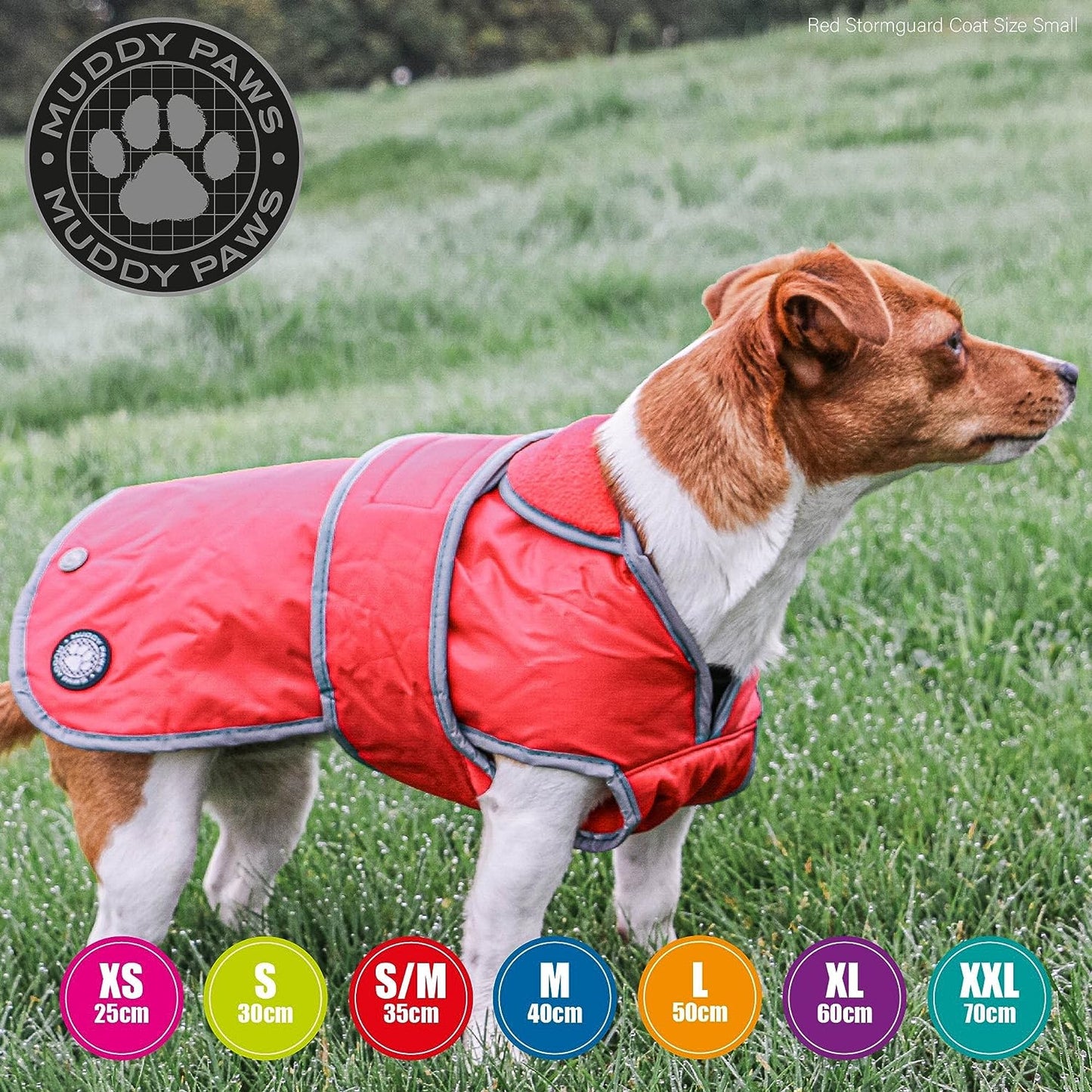 Ancol Muddy Paws All Weather Stormguard Coat, Poppy Red, Size Large 50cm