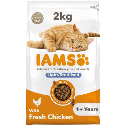 IAMS Advanced Nutrition cat dry food Light/ Sterilised with fresh chicken 1+ Years ( 2kg x 2 )