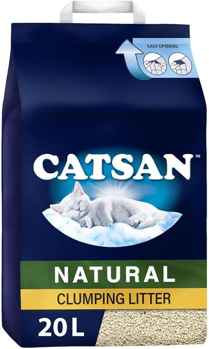 Catsan Natural Clumping Cat Litter, 100 Percent Biodegradable, Extra Absorbent, 20 Litre Bag