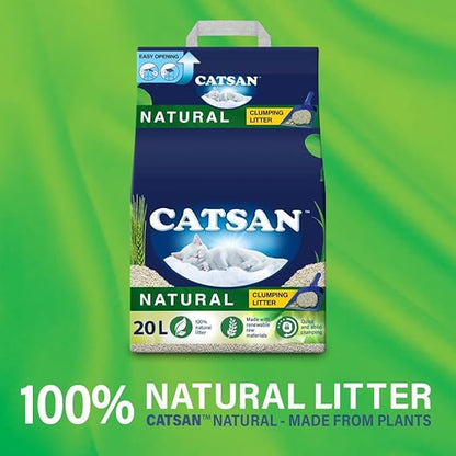 Catsan Natural Clumping Cat Litter, 100 Percent Biodegradable, Extra Absorbent, 20 Litre Bag