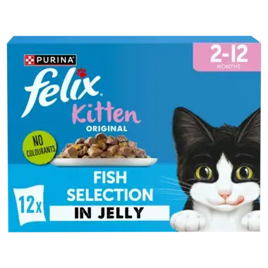 FELIX Original Kitten with White Fish, Plaice, Cod and Salmon Wet Cat Food ( 12 × 85g ) × 4
