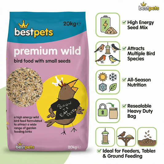 BESTPET Wild Bird Seed 20kg Premium Mix – Sunflower Hearts Bird Food, Sunflower Seeds, Niger Seed & Peanuts – No Mess Bird Feed for Small Garden Birds, Finches, Robins & Pigeons