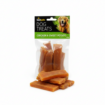 Bestpets Chicken & Sweet Potato Dog Treats 100g – Tasty Chew Snacks with Chicken & Sweet Potato – Ideal Reward or Training Treats – Suitable for Supervised Chewing