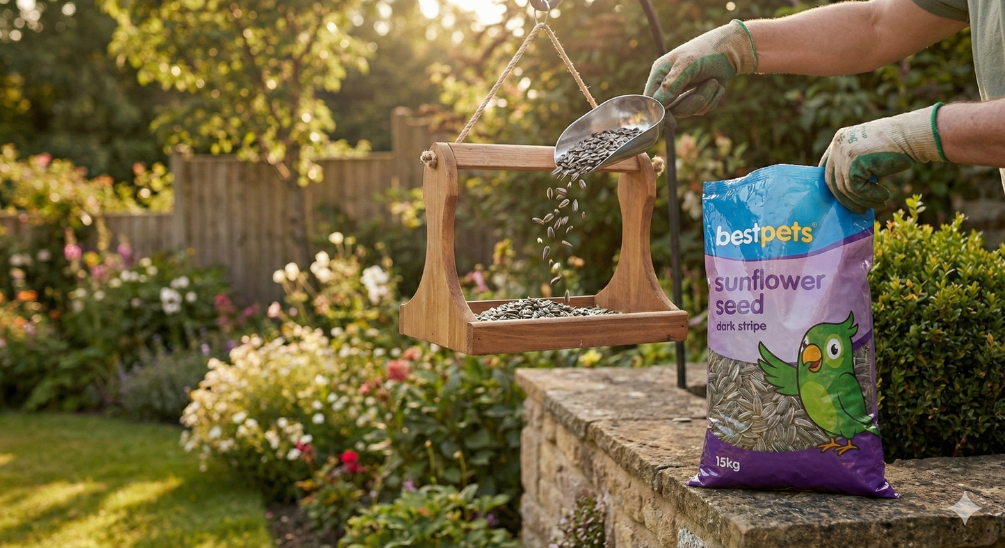 Bestpets Striped Sunflower Seeds 15kg Bulk Wild Bird Food – Premium High Energy Natural Bird Seed for Garden Birds, Feeders & Ground Feeding, Attracts Finches, Tits, Robins, Value Sack