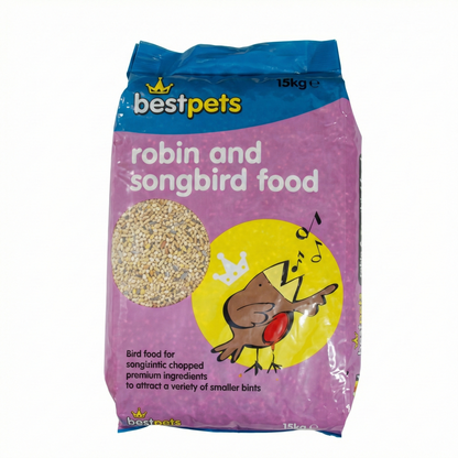 Bestpets Robin & Songbird Bird Food 15kg – Premium Wild Bird Seed Mix for Robins & Garden Songbirds – High Energy Soft Seed Blend for Ground Feeding & Feeders – Bulk Value Bag