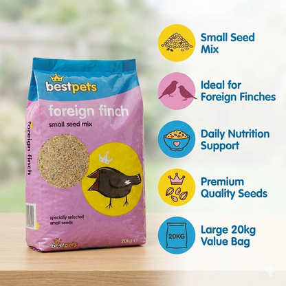 Bestpets Foreign Finch Bird Seed Mix 20kg – Premium Daily Wild Bird Food for Finches – High Energy Natural Seed Blend for Aviary & Garden Feeding – Bulk Value Bag