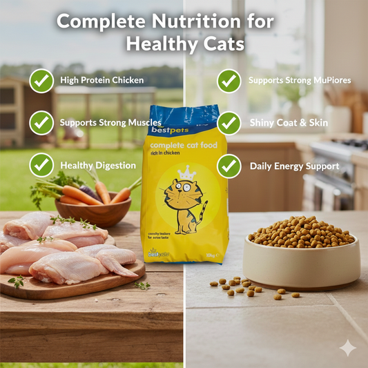 Bestpets Cat Chicken Dry Cat Food 10kg – High Protein Complete Nutrition for Adult Cats – Crunchy Kibble for Healthy Digestion, Strong Muscles & Shiny Coat – Bulk Value Pet Food