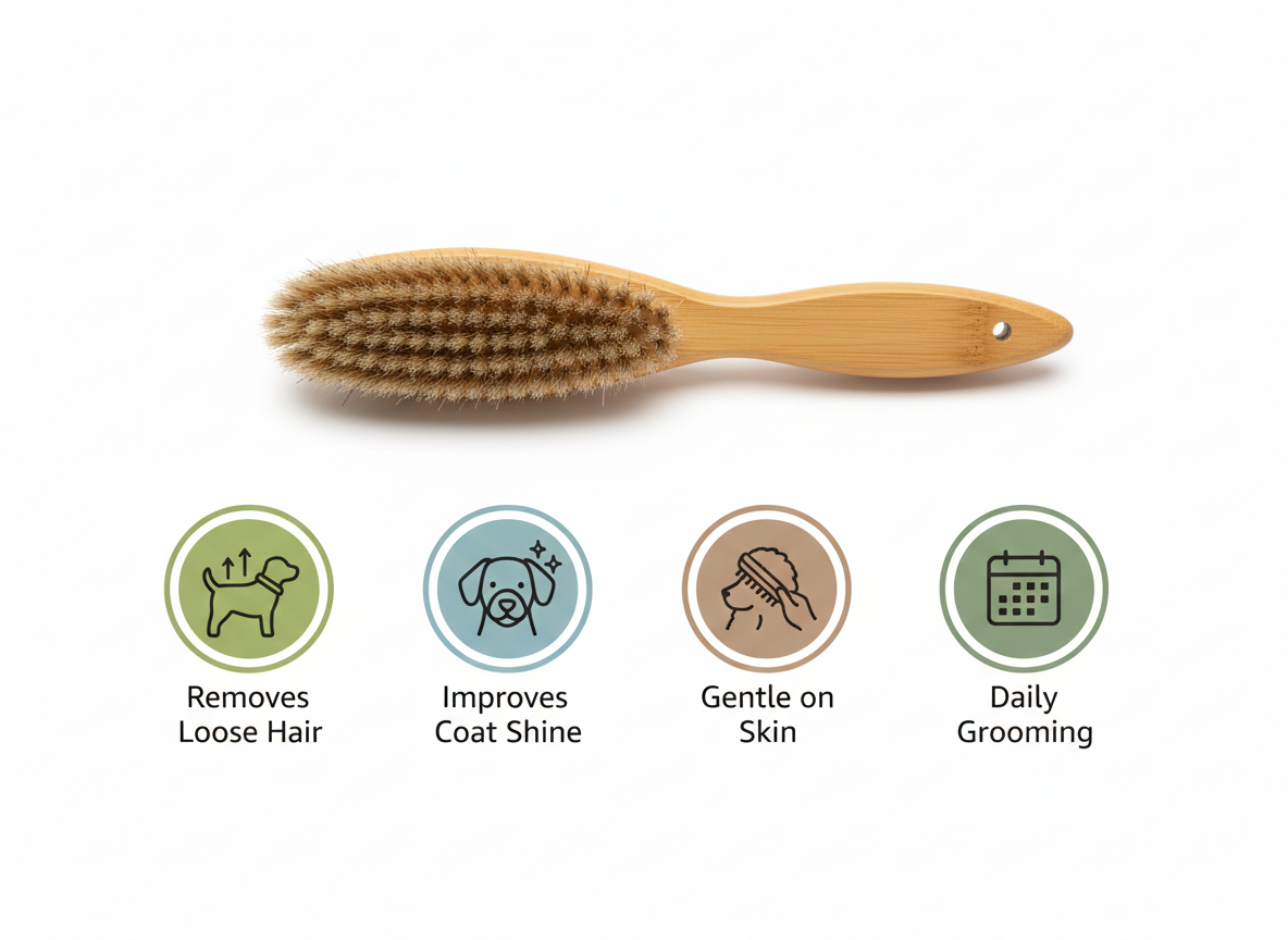 Bamboo Dog Grooming Brush Natural Wooden Pet Hair Shedding Brush Soft Bristle Coat Care Tool Eco Friendly Pet Groomer