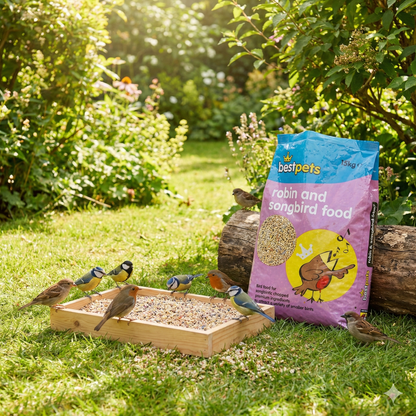 Bestpets Robin & Songbird Bird Food 15kg – Premium Wild Bird Seed Mix for Robins & Garden Songbirds – High Energy Soft Seed Blend for Ground Feeding & Feeders – Bulk Value Bag