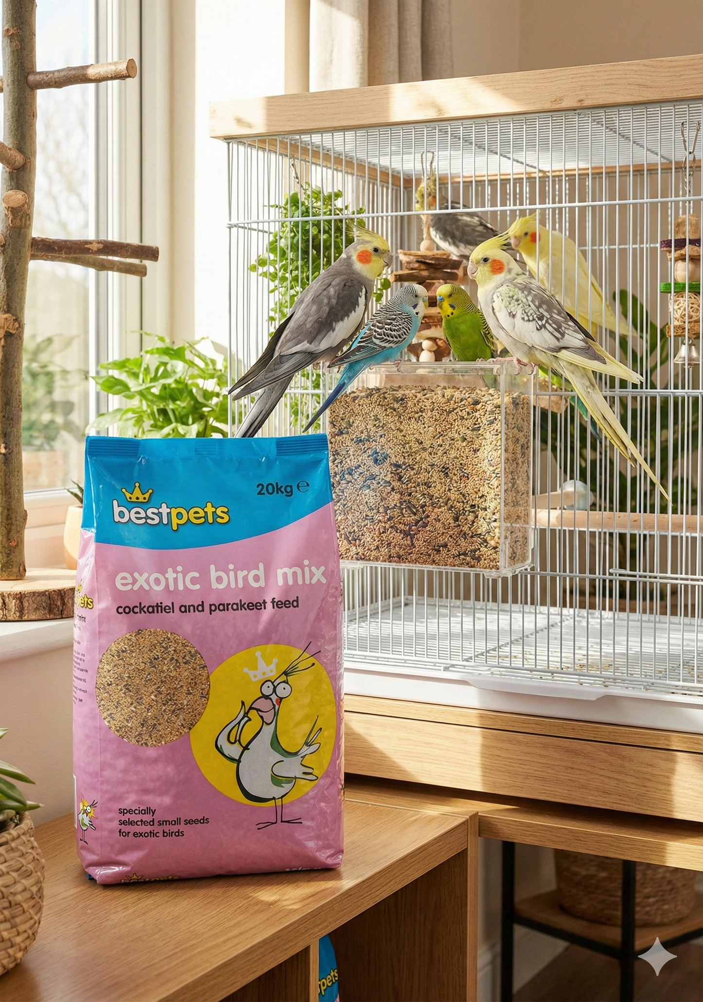 Bestpets Cockatiel & Parakeet Food 20kg – Premium Exotic Bird Seed Mix, Complete Nutrition for Budgies, Lovebirds and Small Parrots, Natural Ingredients Bulk Feed