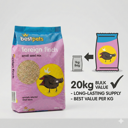 Bestpets Foreign Finch Bird Seed Mix 20kg – Premium Daily Wild Bird Food for Finches – High Energy Natural Seed Blend for Aviary & Garden Feeding – Bulk Value Bag