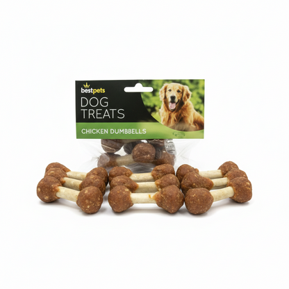 Bestpets Chicken Dumbbells Dog Treats 103g – Chicken Wrapped Rawhide Chews for Dogs – Tasty Reward Treats for Training & Daily Chewing – Suitable for Dogs