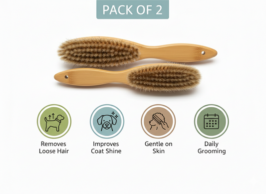 Bamboo Dog Grooming Brush Natural Wooden Pet Hair Shedding Brush Soft Bristle Coat Care Tool Eco Friendly Pet Groomer