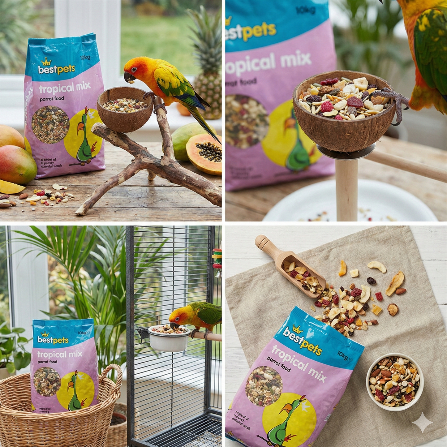 Bestpets Tropical Mix Parrot Food 15kg – Premium Seed Blend for Parrots & Large Parakeets, Daily Nutrition with Natural Ingredients for Healthy Energy & Feather Condition