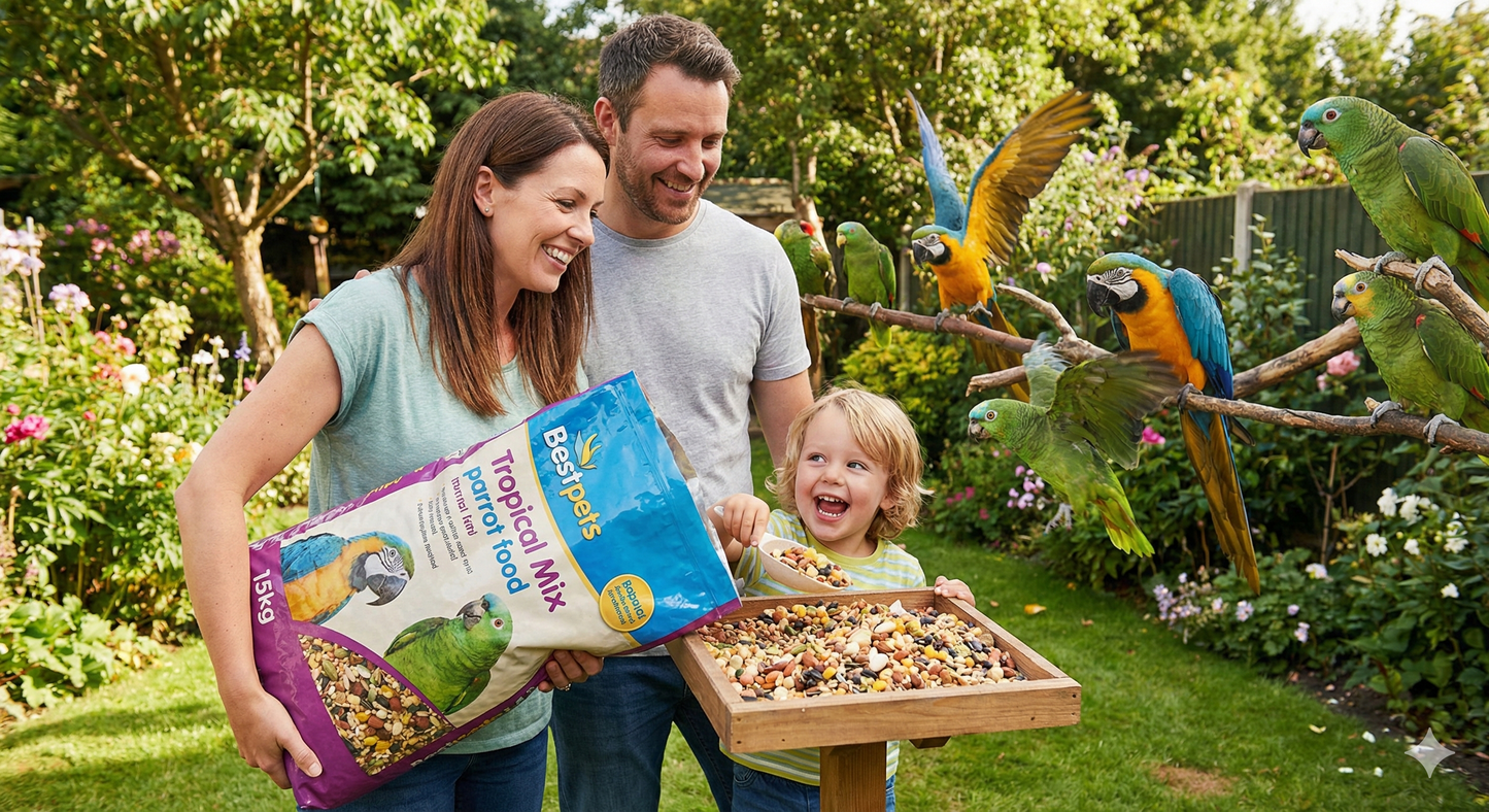 Bestpets Tropical Mix Parrot Food 15kg – Premium Seed Blend for Parrots & Large Parakeets, Daily Nutrition with Natural Ingredients for Healthy Energy & Feather Condition