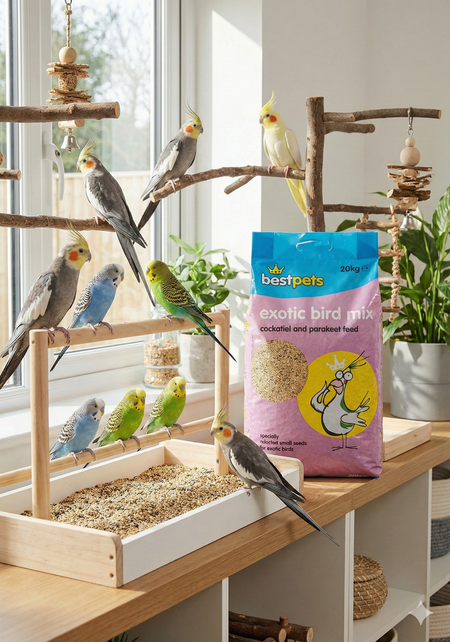 Bestpets Cockatiel & Parakeet Food 20kg – Premium Exotic Bird Seed Mix, Complete Nutrition for Budgies, Lovebirds and Small Parrots, Natural Ingredients Bulk Feed