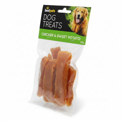 Bestpets Chicken & Sweet Potato Dog Treats 100g – Tasty Chew Snacks with Chicken & Sweet Potato – Ideal Reward or Training Treats – Suitable for Supervised Chewing