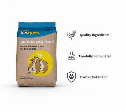 Bestpets Guinea Pig Food 15kg – High Fibre Pellets with Added Vitamin C – Complete Daily Nutrition for Adult Guinea Pigs – Supports Digestion, Dental Health & Vitality – Bulk Value Bag