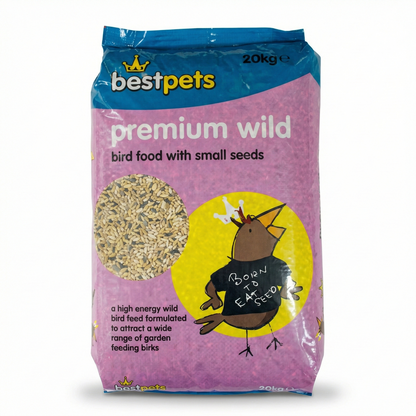 BESTPET Wild Bird Seed 20kg Premium Mix – Sunflower Hearts Bird Food, Sunflower Seeds, Niger Seed & Peanuts – No Mess Bird Feed for Small Garden Birds, Finches, Robins & Pigeons