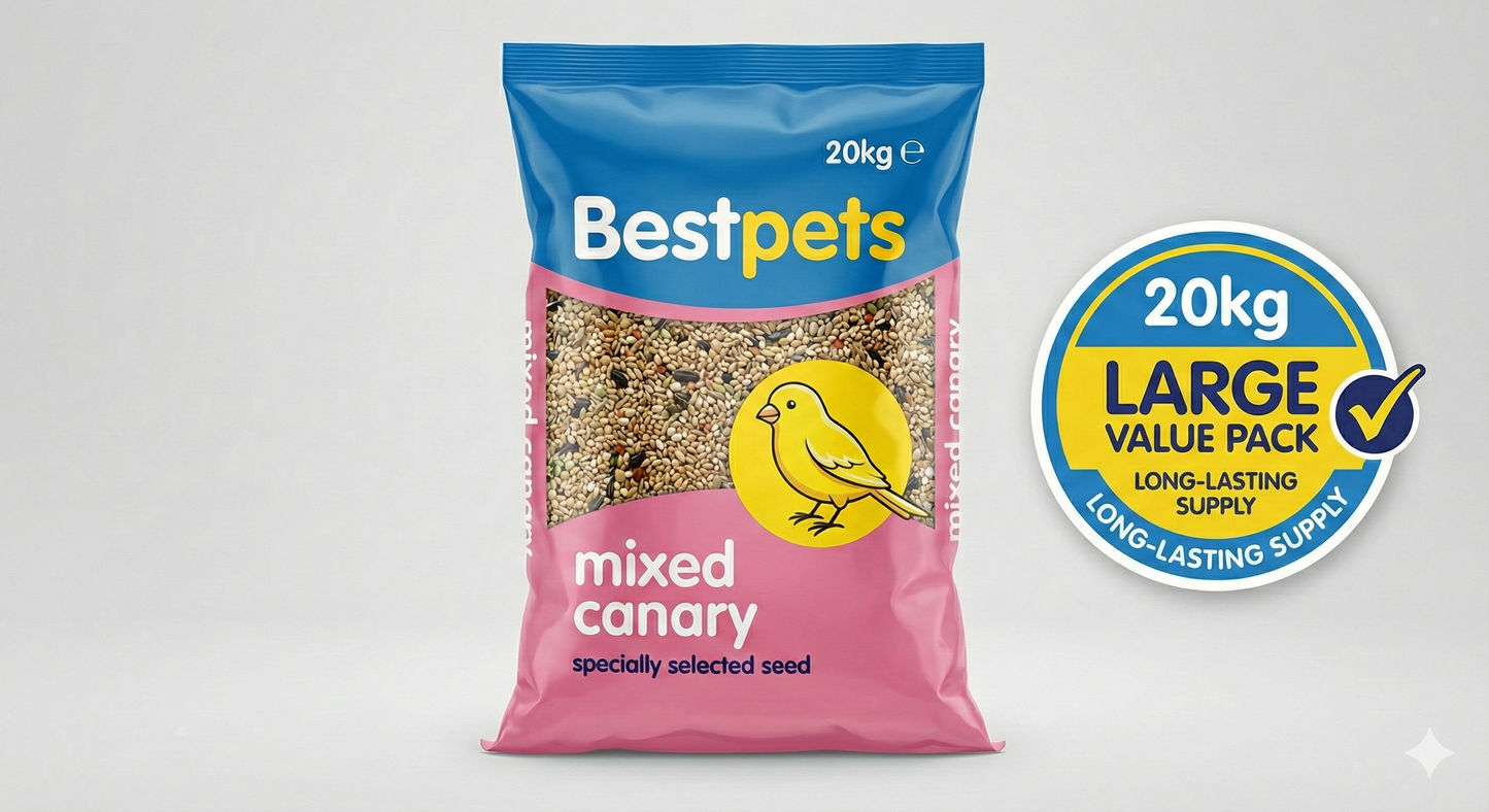Bestpets Mixed Canary Seed Mix 20kg – Premium Bird Seed & Bird Food for Canaries, Finches & Small Birds – High Energy Exotic Seed Blend for Aviary Feeding – Large Bulk Bag