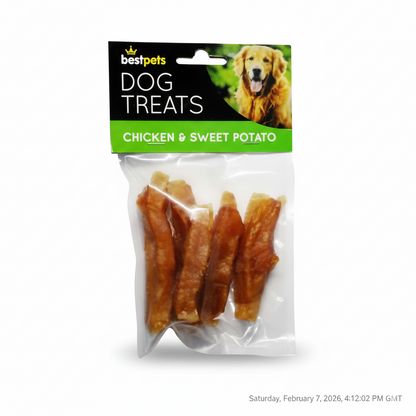 Bestpets Chicken & Sweet Potato Dog Treats 100g – Tasty Chew Snacks with Chicken & Sweet Potato – Ideal Reward or Training Treats – Suitable for Supervised Chewing