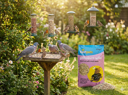 BESTPET Wild Bird Seed 20kg Premium Mix – Sunflower Hearts Bird Food, Sunflower Seeds, Niger Seed & Peanuts – No Mess Bird Feed for Small Garden Birds, Finches, Robins & Pigeons