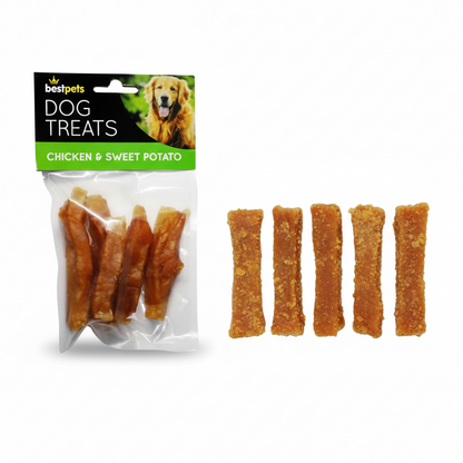Bestpets Chicken & Sweet Potato Dog Treats 100g – Tasty Chew Snacks with Chicken & Sweet Potato – Ideal Reward or Training Treats – Suitable for Supervised Chewing