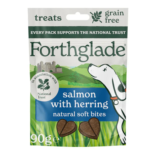 Forthglade National Trust Natural Dog Treats - Grain Free Soft Bites Salmon with Herring (8 x 90g)